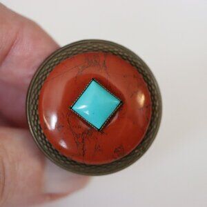 Jan Michaels Turquoise Coral? Ring Size 6.5 and Adjustable